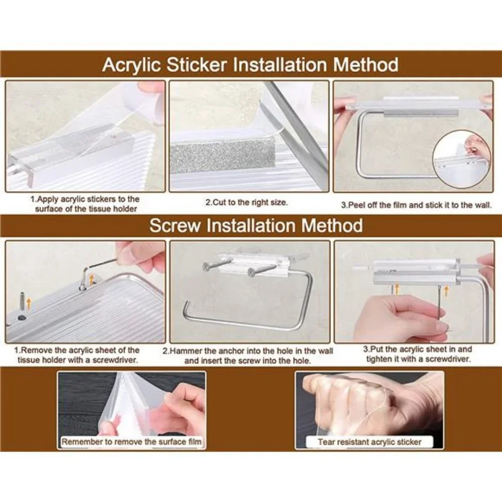 Self Adhesive Toilet Paper Holder with Shelf - Paper Towel Holder Wall Mount